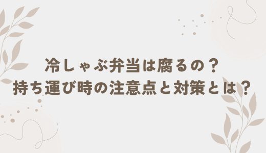 冷しゃぶ弁当は腐るの？持ち運び時の注意点と対策とは？