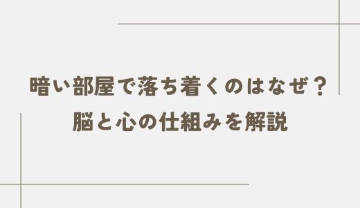 暗い部屋で落ち着くのはなぜ？脳と心の仕組みを解説