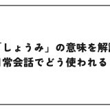 「しょうみ」の意味を解説｜日常会話でどう使われる？